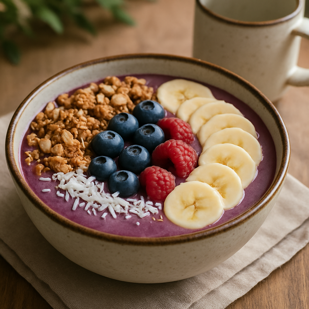 Energetický smoothie bowl so schizandrou, acai a ovocím 1